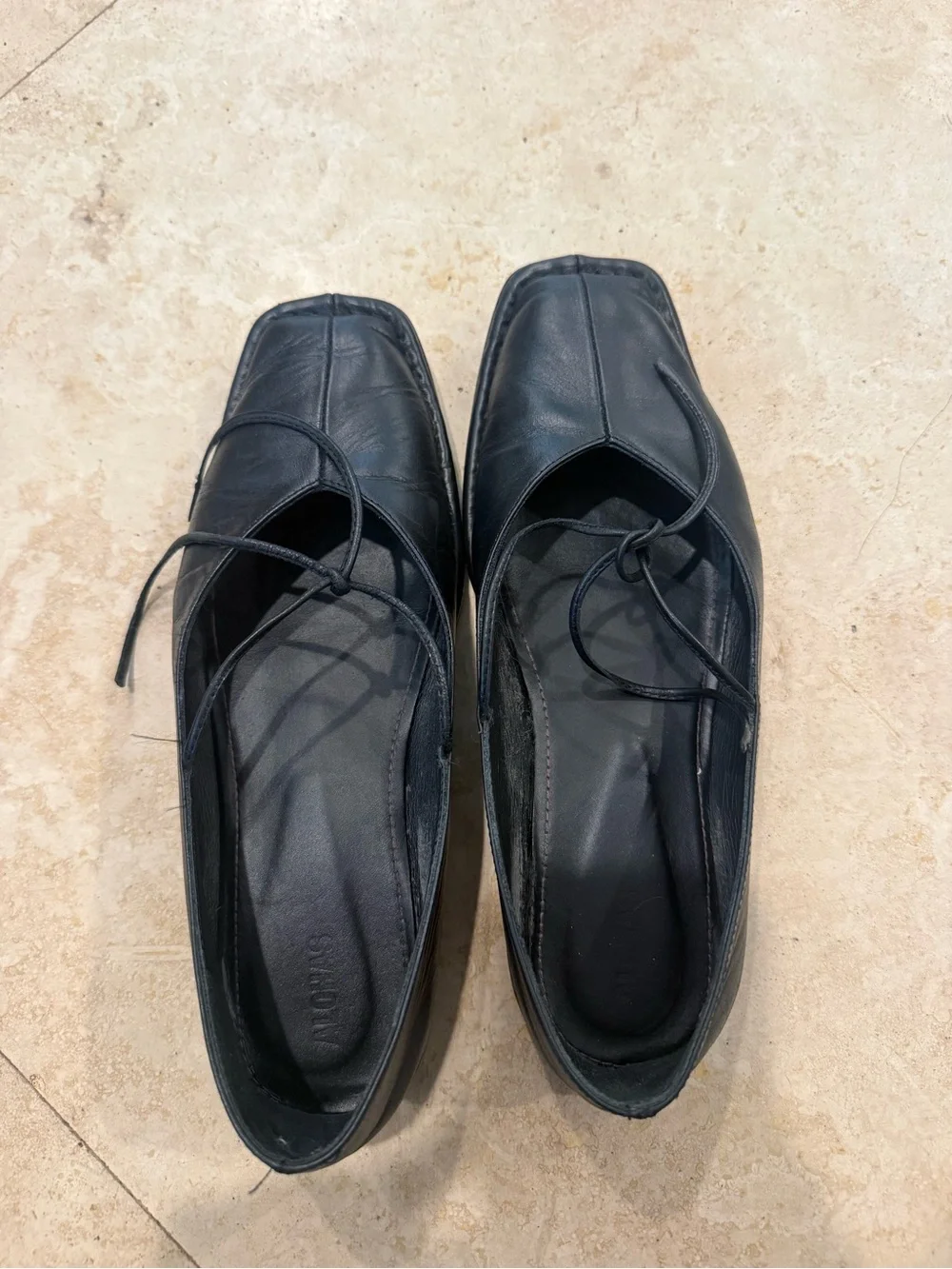 ALOHAS Sway Black Leather Ballet Flats - Picture 3 of 4